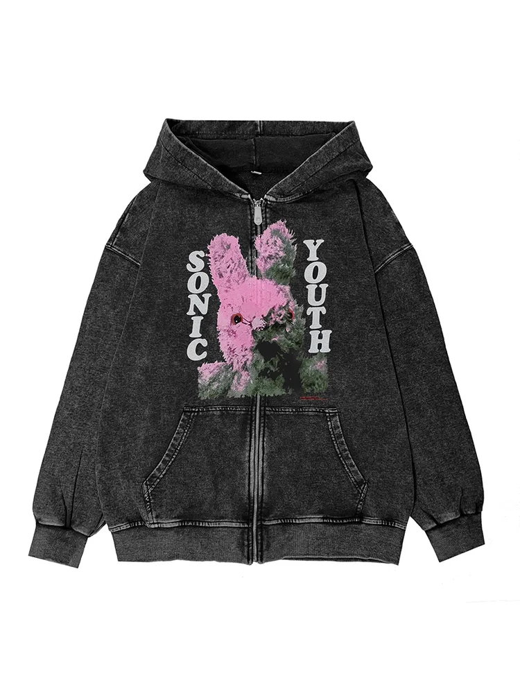 

Мужская толстовка с капюшоном Sonic Youth Band Sle, толстовка на молнии с капюшоном, свободная посадка, цифровой прямой спрей, хлопковая одежда против морщин...