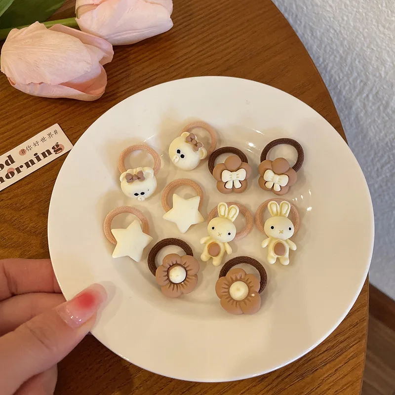 Bandas Elásticas pequeñas para el pelo para niña, lazos de goma con dibujos de Aniamls y flores, accesorios para el cabello, 10 Uds.