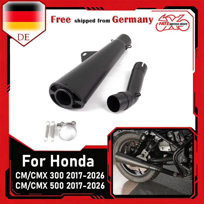 Tubo di scarico WOLFLINE, modello a innesto, per Honda Rebel CMX500 CMX300 Rebel 500 300 CMX 2011-2026, tubo di scarico in acciaio inossidabile, senza silenziatore.