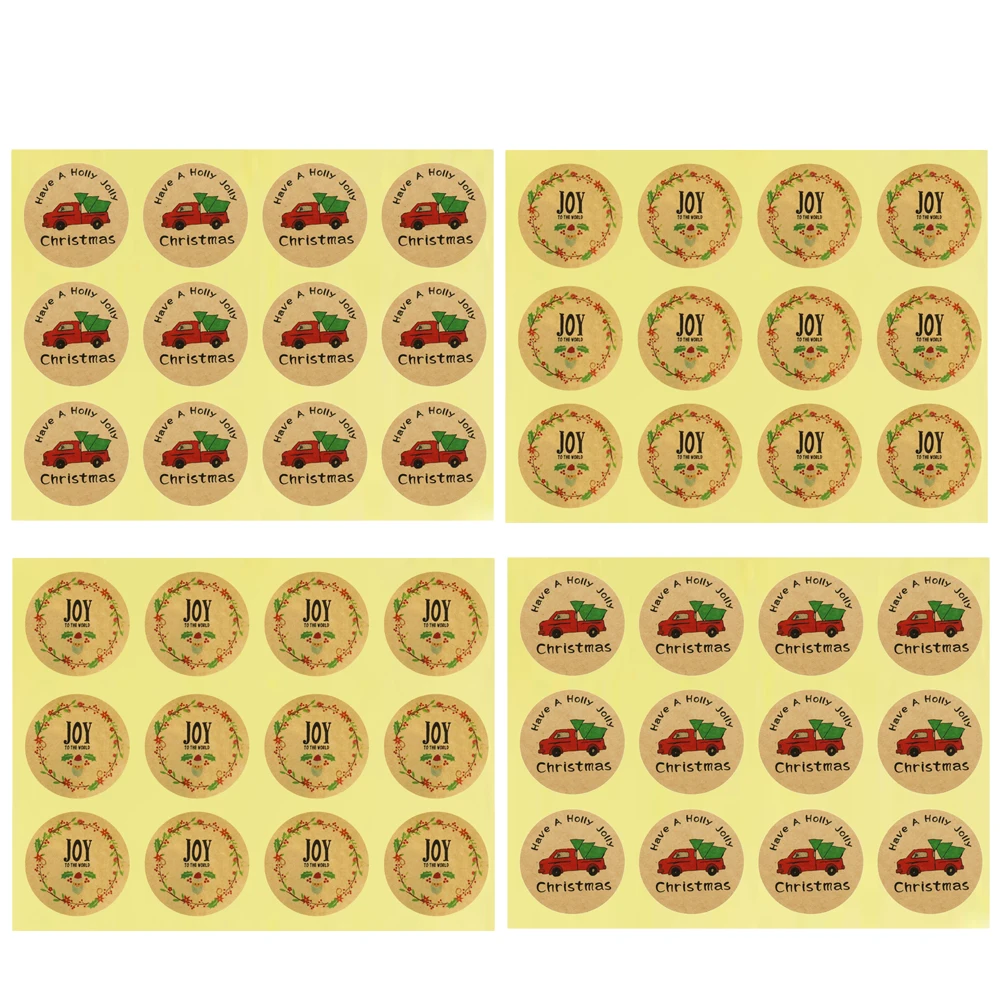 

240pcs Christmas Cartoon Stickers Santa Snowman Self-Adhesive Kraft Paper Sealing Labels For Envelopes Baking Packaging Wrapping