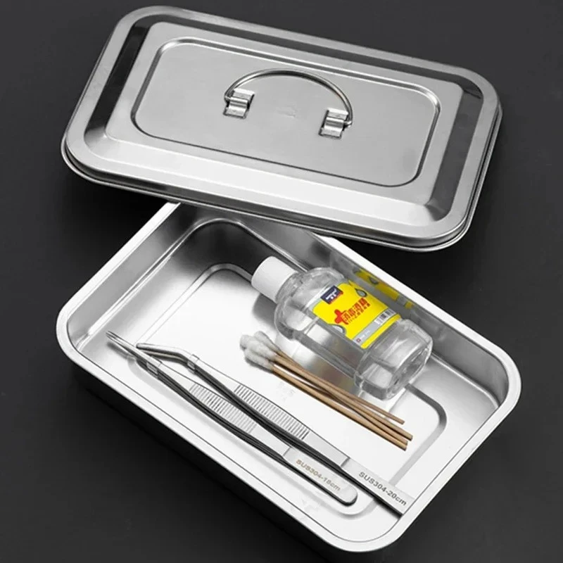High Temperature Disinfection Tray Infusion Treatment Tray Stainless Steel Disinfection Box With Cover Instrument