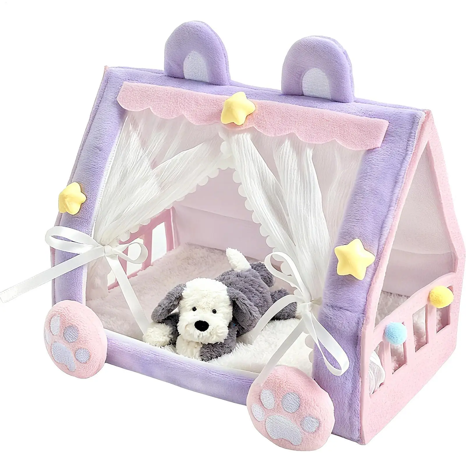 

Милый палаточный домик для кукол, аксессуары для кровати, хлопковый домик для кукол, креативное хранение игрушек для кукол, настольные украшения, плюшевые куклы, кровать для кукол