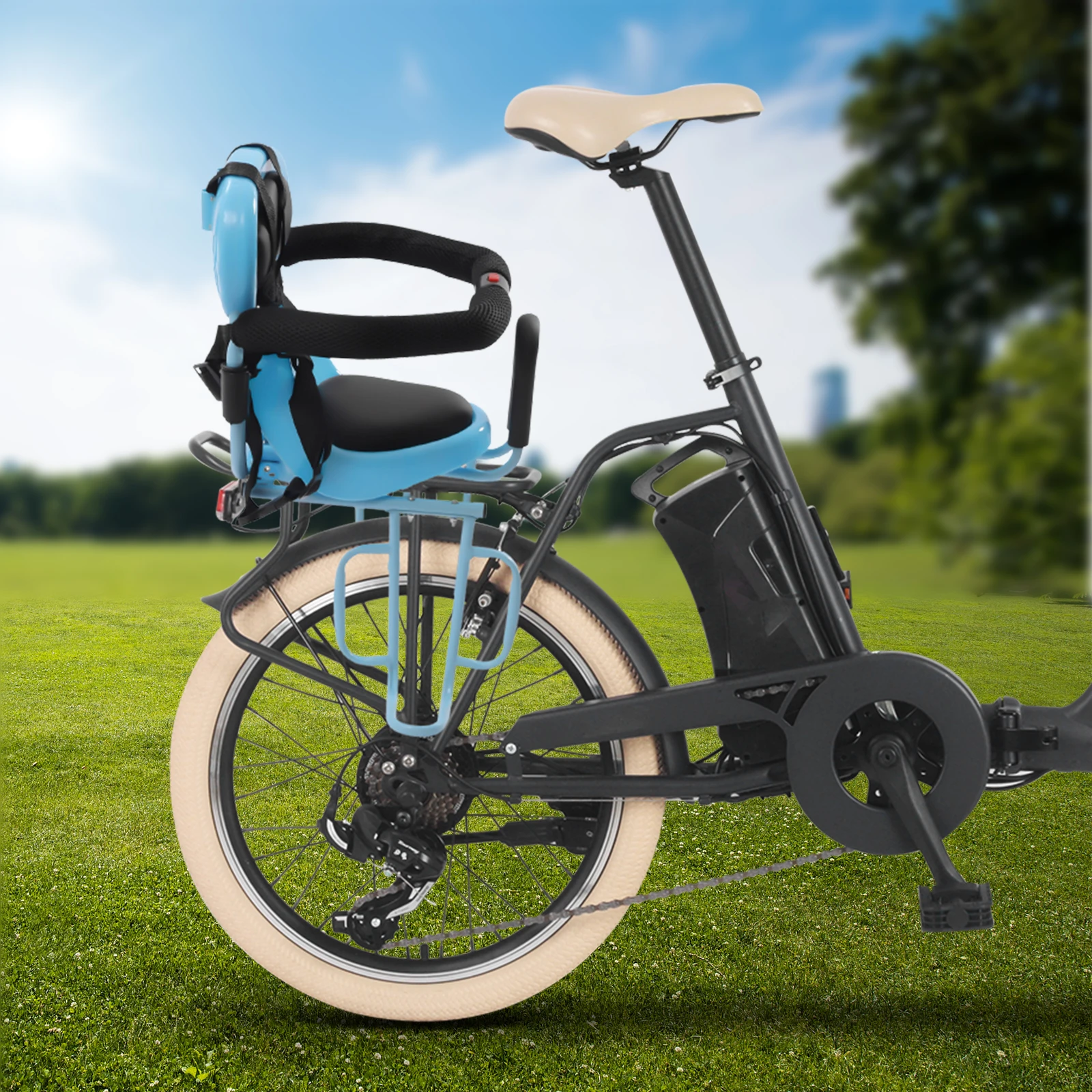 

Заднее крепление для детского велосипеда для взрослых, удобная подушка сиденья, ремни безопасности, заднее сиденье для детского велосипеда