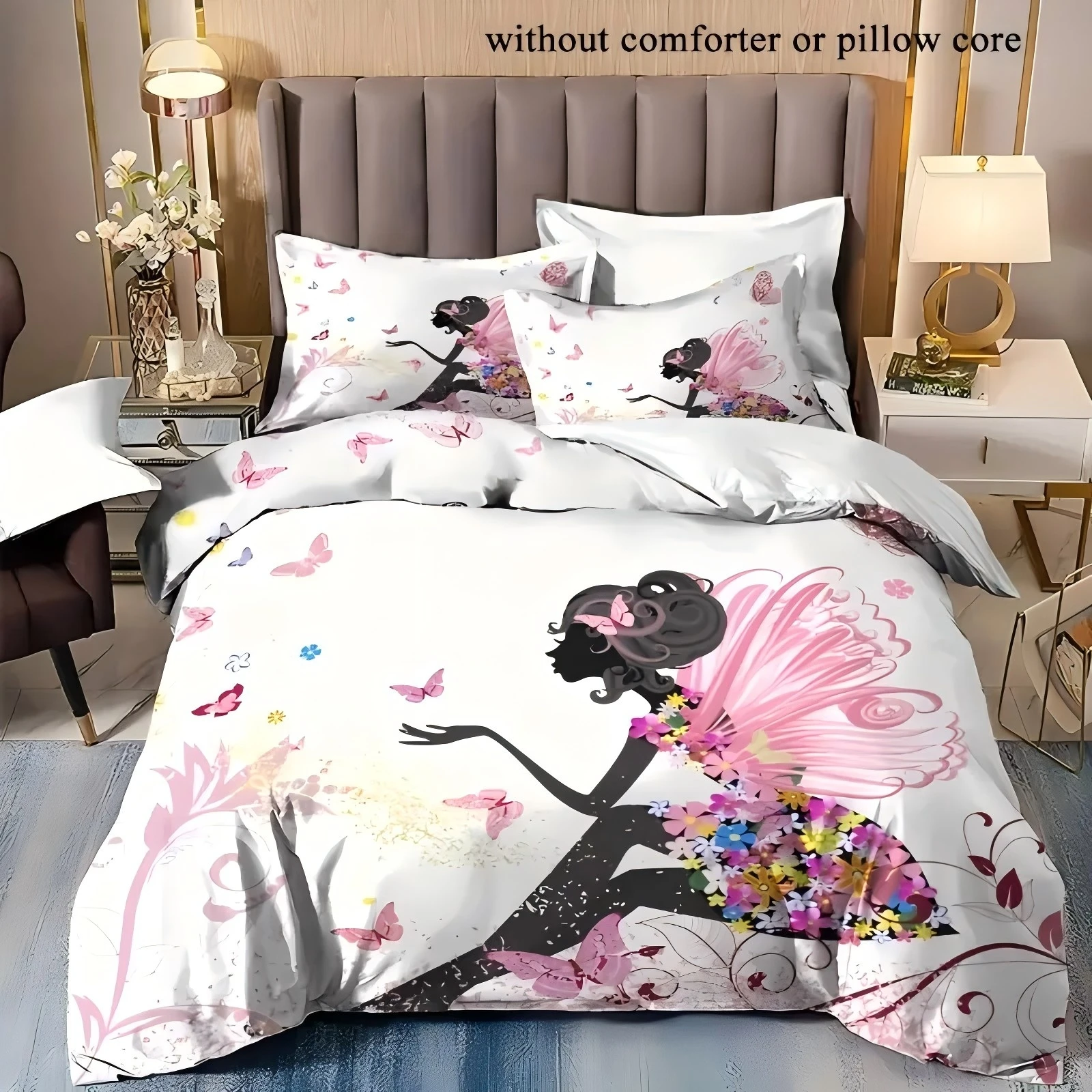 Butterfly Fairy 3D Printed Quilt Cover Sets Cute Elegant Gorgeous Simple Duvet Cover Pillowcases Soft Home Textiles Bedding Set