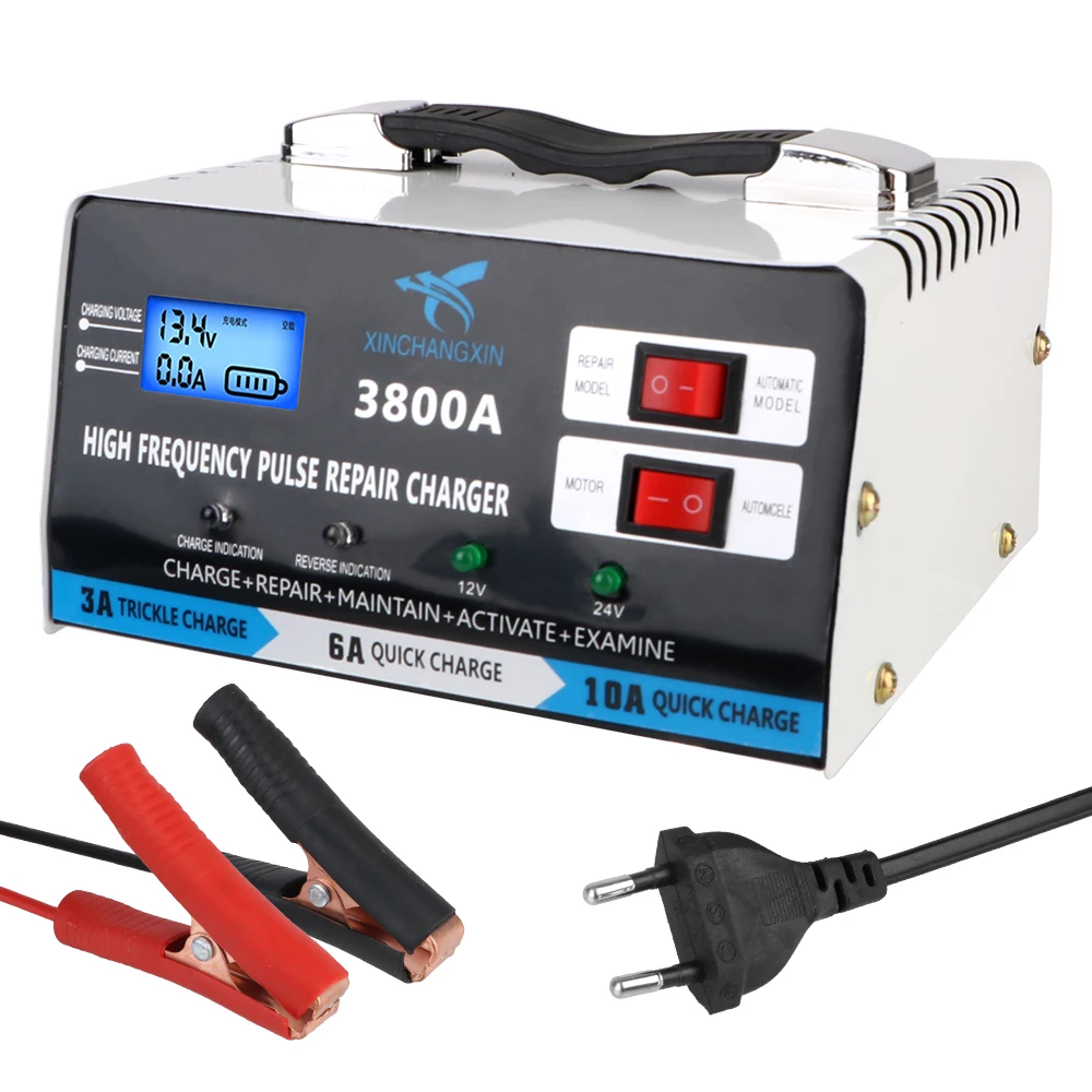 

Full Automatic Car Battery Charger High Power 12V 24V Fast Charger EU Plug Repair Battery Charger For Lead Acid Battery
