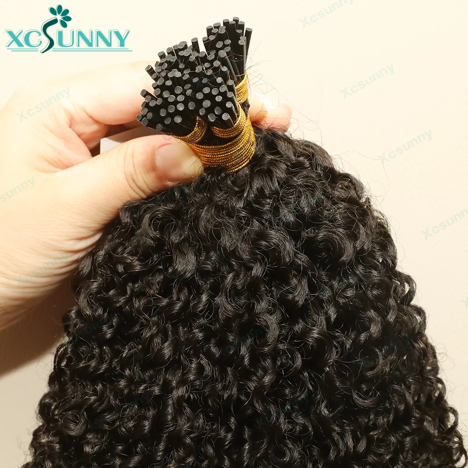 Kinky Curly I Tip Microlinks Human Hair Burmese Itip Curly Hair Extensions I Tips Human Hair For Black Women