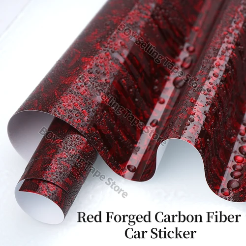 Adhesivo de fibra de carbono forjado para coche, vinilo adhesivo para capó, negro, dorado, plateado y rojo de alto brillo
