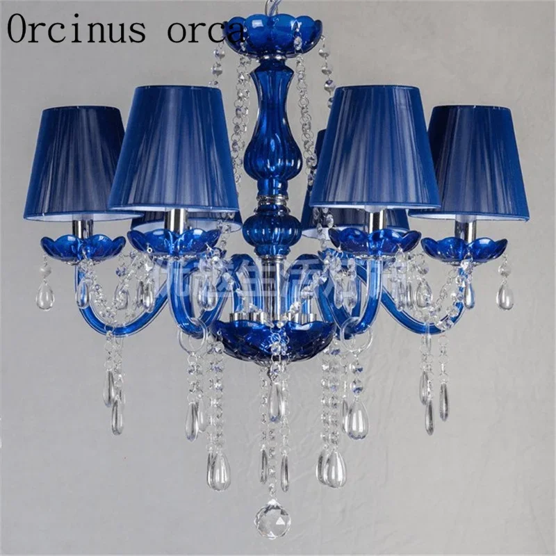 

French Blue candles crystal chandeliers hotels clubs living rooms dining rooms glass chandeliers free shipping