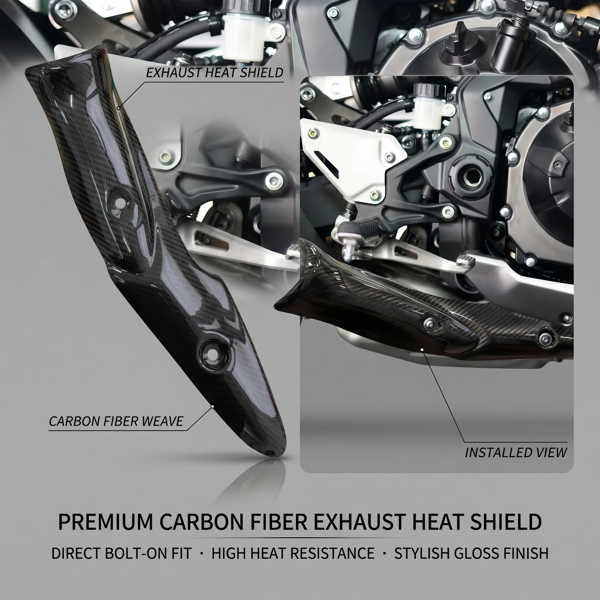 

Carbon Fiber Motorcycle Exhaust Pipe Conjoined Cover Protection Muffler Heat Shield for Kawasaki Z900 2017-2026