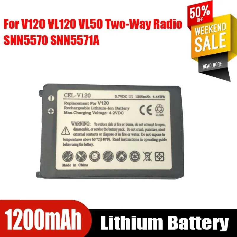 High-Quality 3.7V 1200mAh Battery for V120 VL120 VL50 Two‑Way Radio SNN5570 SNN5571A