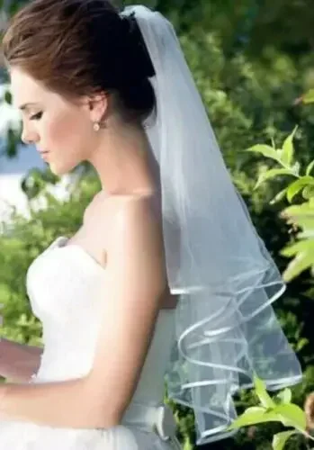 Innovative Design White Wedding Bride Veil 2 Tiers Elbow