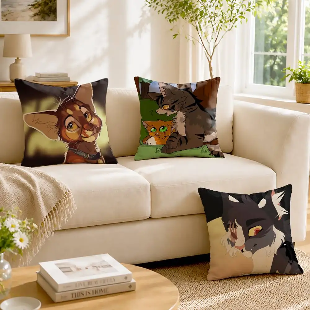 Cute W-Warriors Cats  Customizable Square Pillow case Double Sided Print Sofa Bedroom Decor Cushion Cover