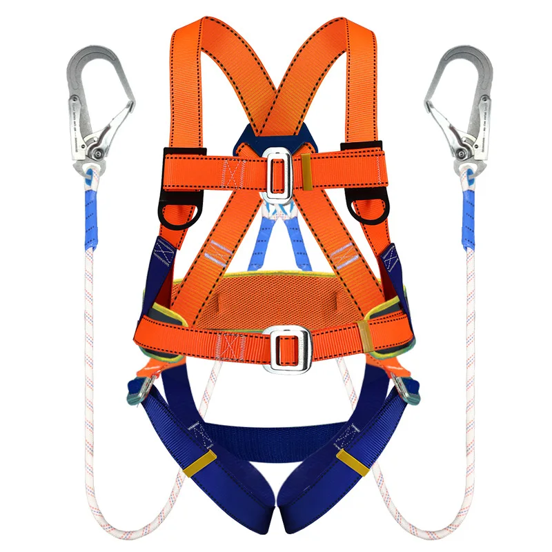 

Anhui full body five point safety belt for high-altitude operations, anti fall safety belt, polyester European style double hook