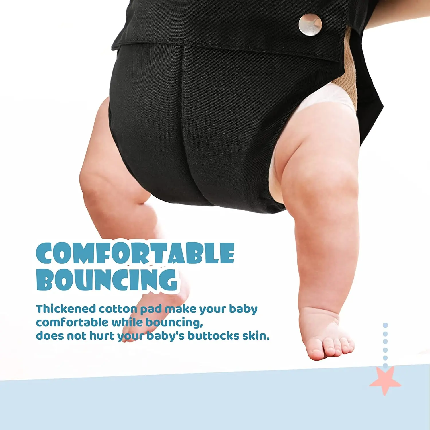 Cowewie-camisola da porta do bebê, 2 em 1, com função do chicote de passeio do bebê, com braçadeira da porta, cinta ajustável e assento para 6-2