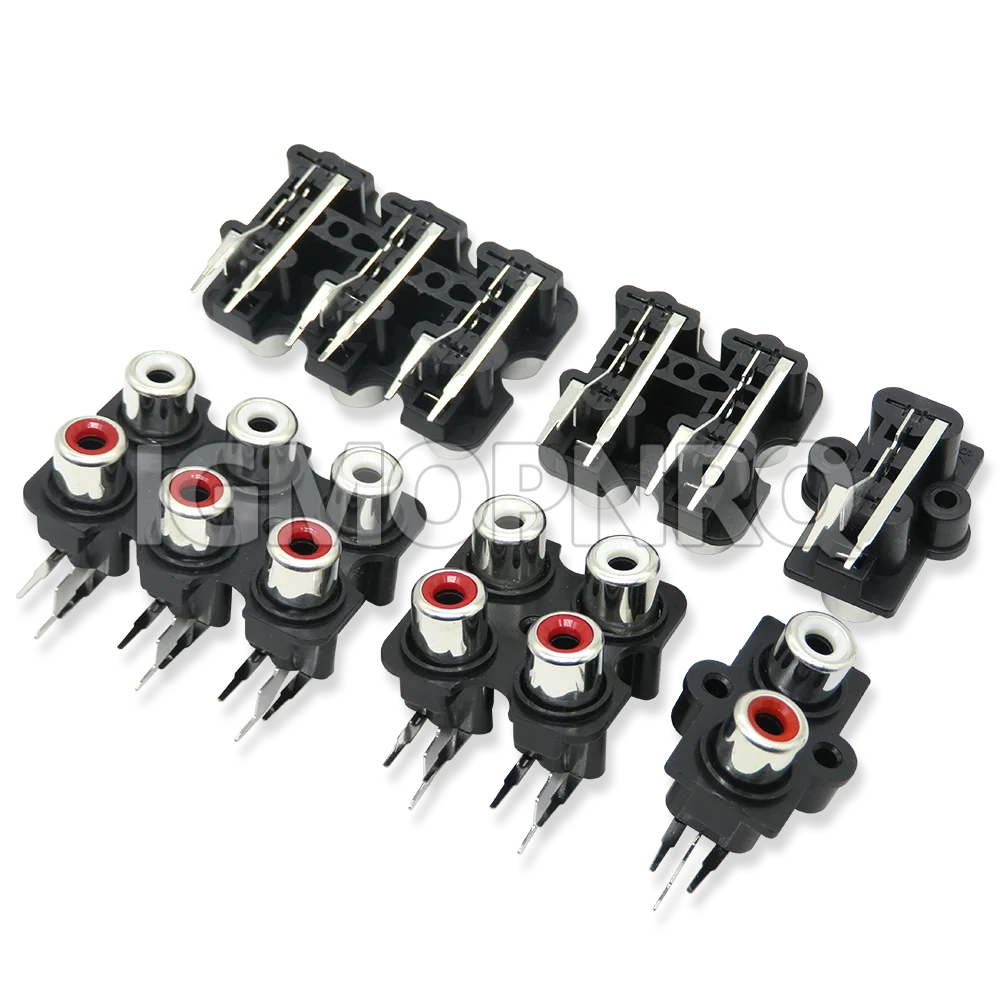 5PCS RCA Female Stereo Audio Jack 2/4/6 Holes AV Audio Input Socket Connector Lotus Row Amplifier Interface Signal Connection