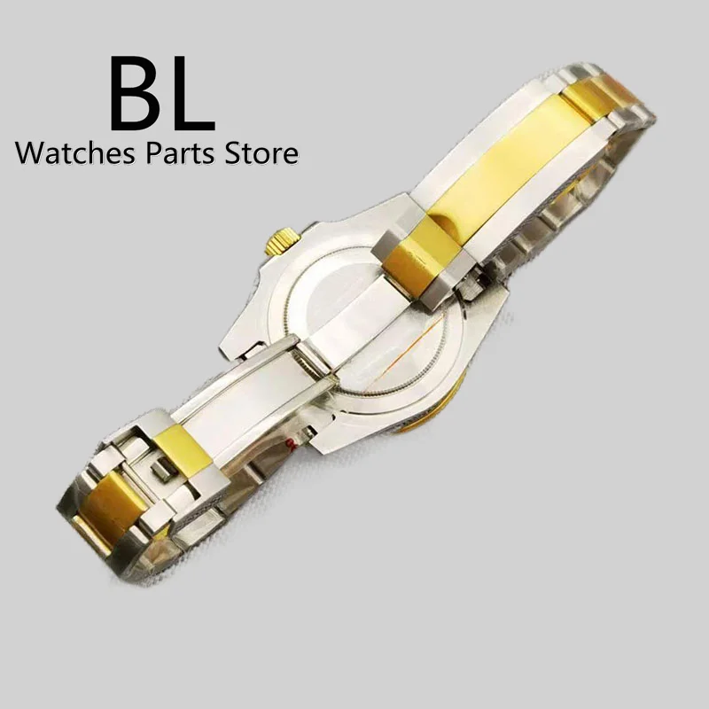BLIGER 40mm Luxury Diver\'s Watch For Men Two-tone Gold Sapphire Glass Luminous Automatic Mechanical Wristwatches Jubilee Strap
