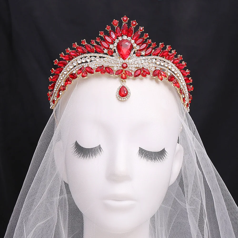 

Bridal Crown Tiara Crystal Eyebrow Pendant Japanese and Korean Wedding Dress Accessories 18th Birthday Crown Hair Accessories