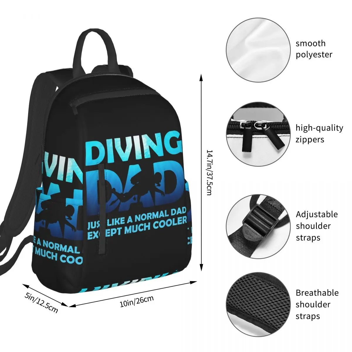 Scuba Dive Flag Bubble Diving Diver Backpack Student BookBag Boys Girls School Bag Laptop Shoulder Bags Men Women