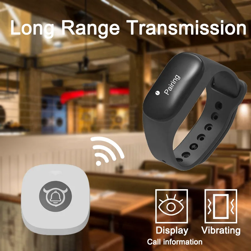 Restaurant Calling System Waterproof Wireless Watch Receiver 2/3 Watch+10/15/20 Call Button Buzzers Pager For Food Truck Bar