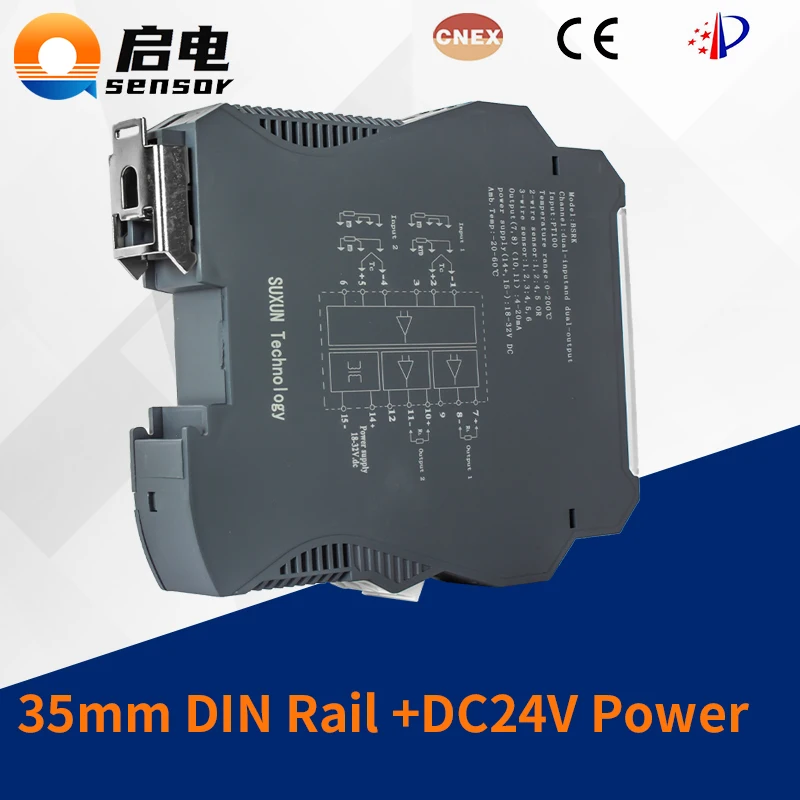 Din Rail Thermocouple Temperature signal Isolation RTD Converter Transmitter PT100 In 4-20 mA 0-10v Output DC24V