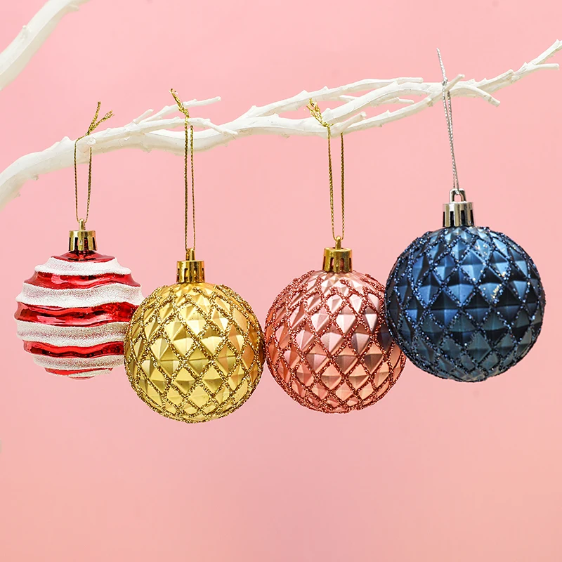 6PCS 6CM Christmas Tree Decoation Balls Xmas Tree Hanging Ornament Shatterproof Gold Ball Merry Chrismas Home Deco New Year Gift