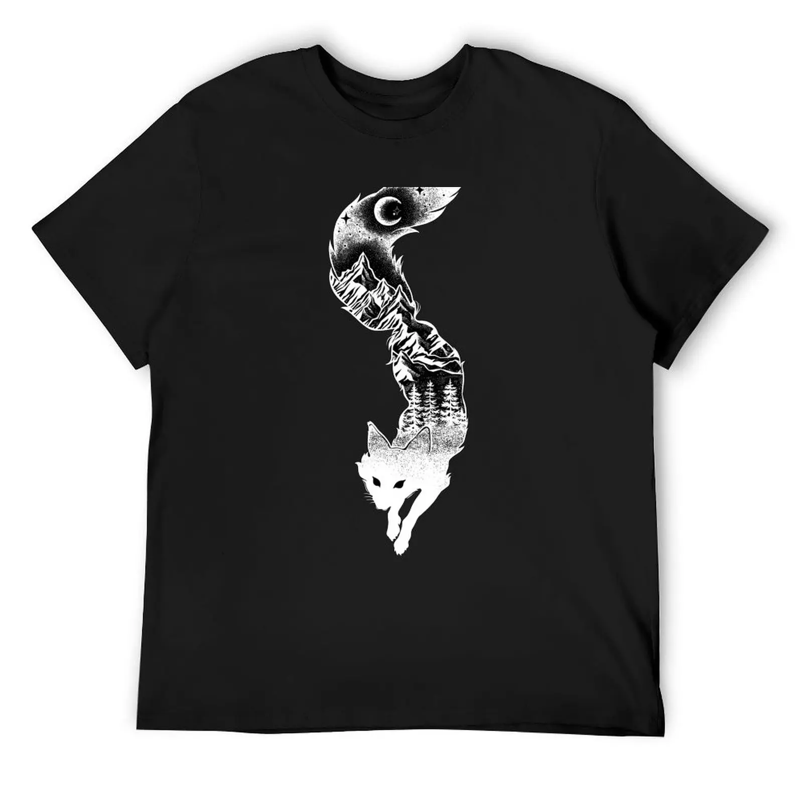 

Fox Silhouette with Mountains, Trees & Moon T-Shirt Aesthetic clothing boys whites oversized t shirt mens champion t shirts