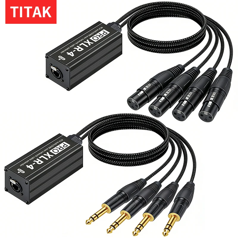 4CH XLR to RJ45 Cable Extender PRO XLR-4 Support Cat5e Cat6 for Microphone DMX512 Stage Light Audio Equipment