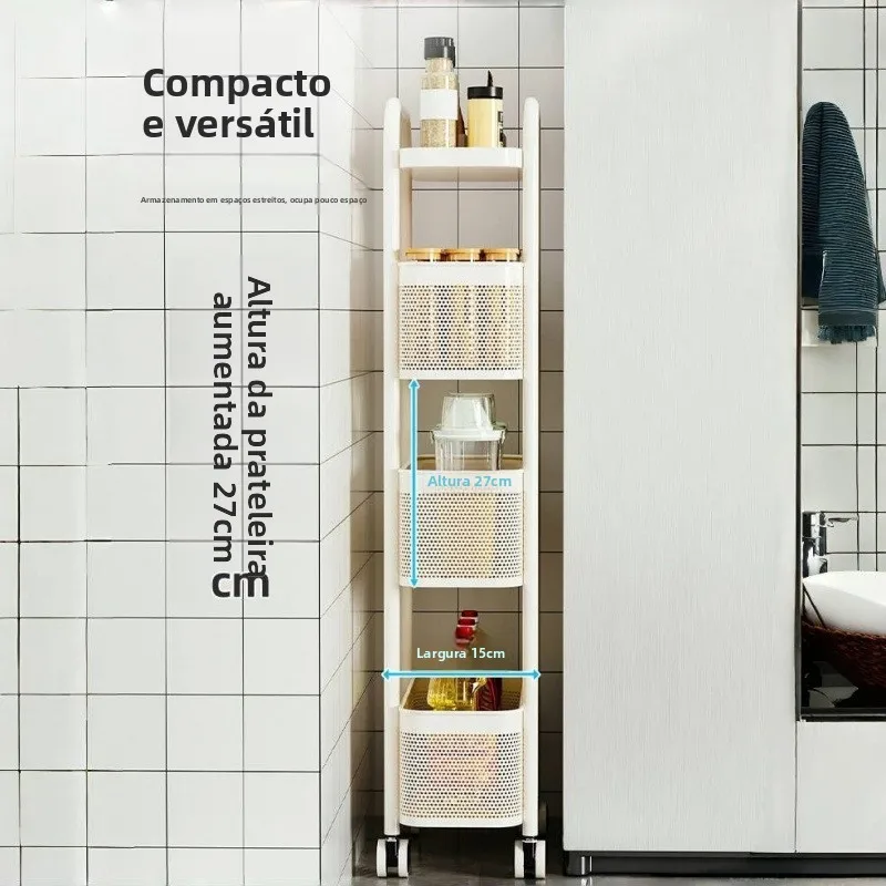 Cesto Organizador Multiuso Estreito para Cozinha e Banheiro, Cesto de Legumes, Organizador de Espaços para Geladeira, Carrinh...