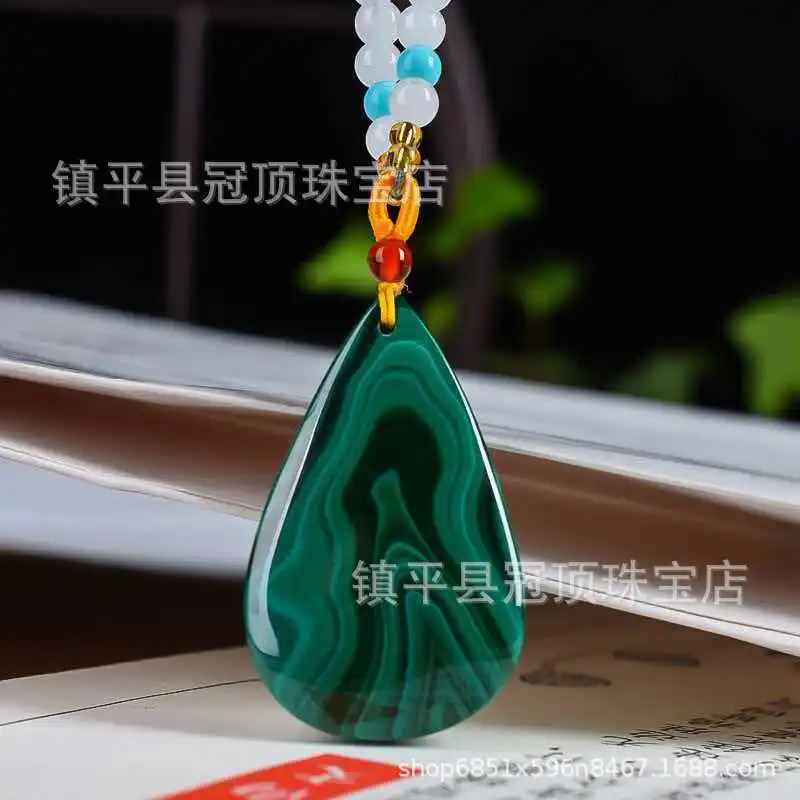 

Кулон-подвеска из малахита в форме капли, цепочка для свитера, ювелирное украшение