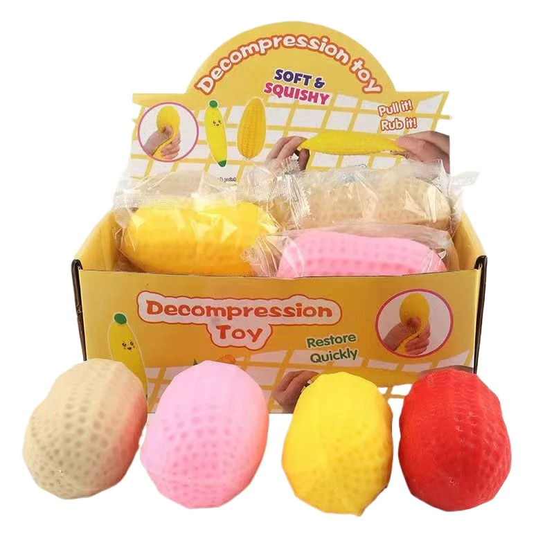 Peanut Stress Ball Crunchy Squeeze Ball Squishy Toy Buttery-Soft Feel Fidget Toy ASMR Sensory Anti Stress Relief Toy for Adults