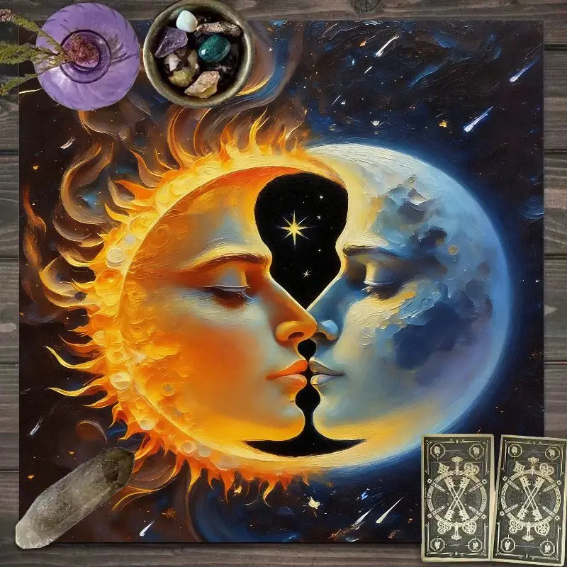 VIKAMA navy blue star chart constellation map pagan ritual cloth moon phases altar spiritual gift witchy room accent