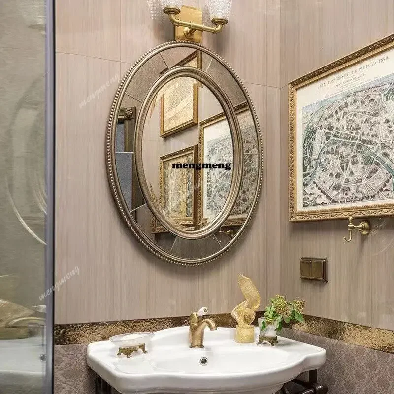 New design French vanity mirror wall-mounted European bathroom sink wall-mounted retro American mirror customization