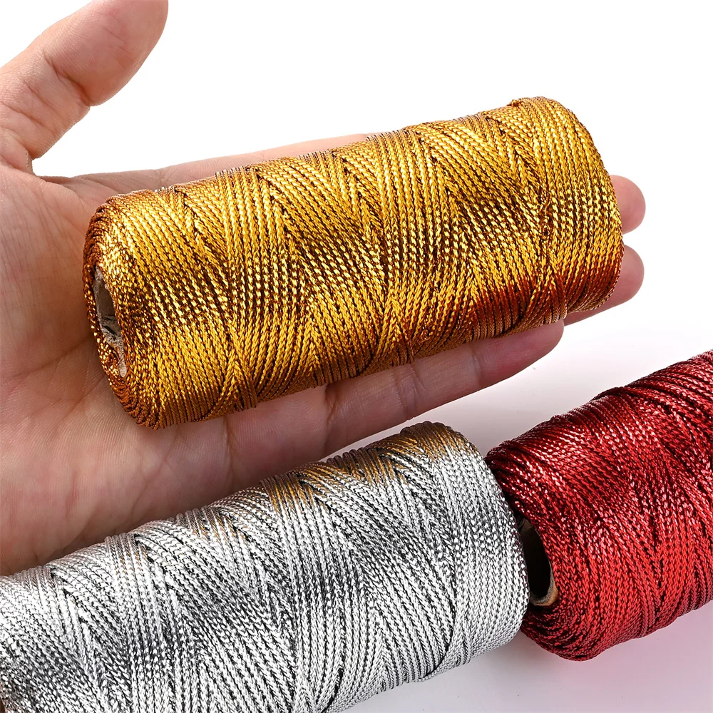 

3 Rolls Polyester String Crods 100m /roll Golden Silvery Red String for DIY Making Jewelry Handcrafts Needlework Accessories