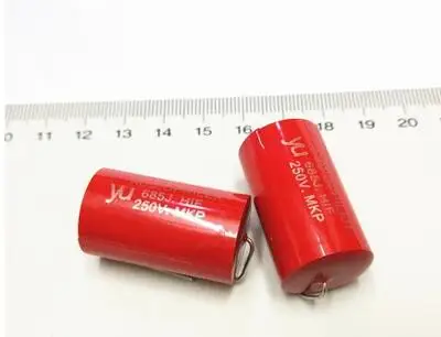 Free Shipping One Lot 4pcs 1UF/1.5UF/2.2UF/3.3UF/4.7UF/5.6UF/6.8uF/8.2UF/10UF/12UF/15UF 250V Tubular Audio Capacitor 685J New