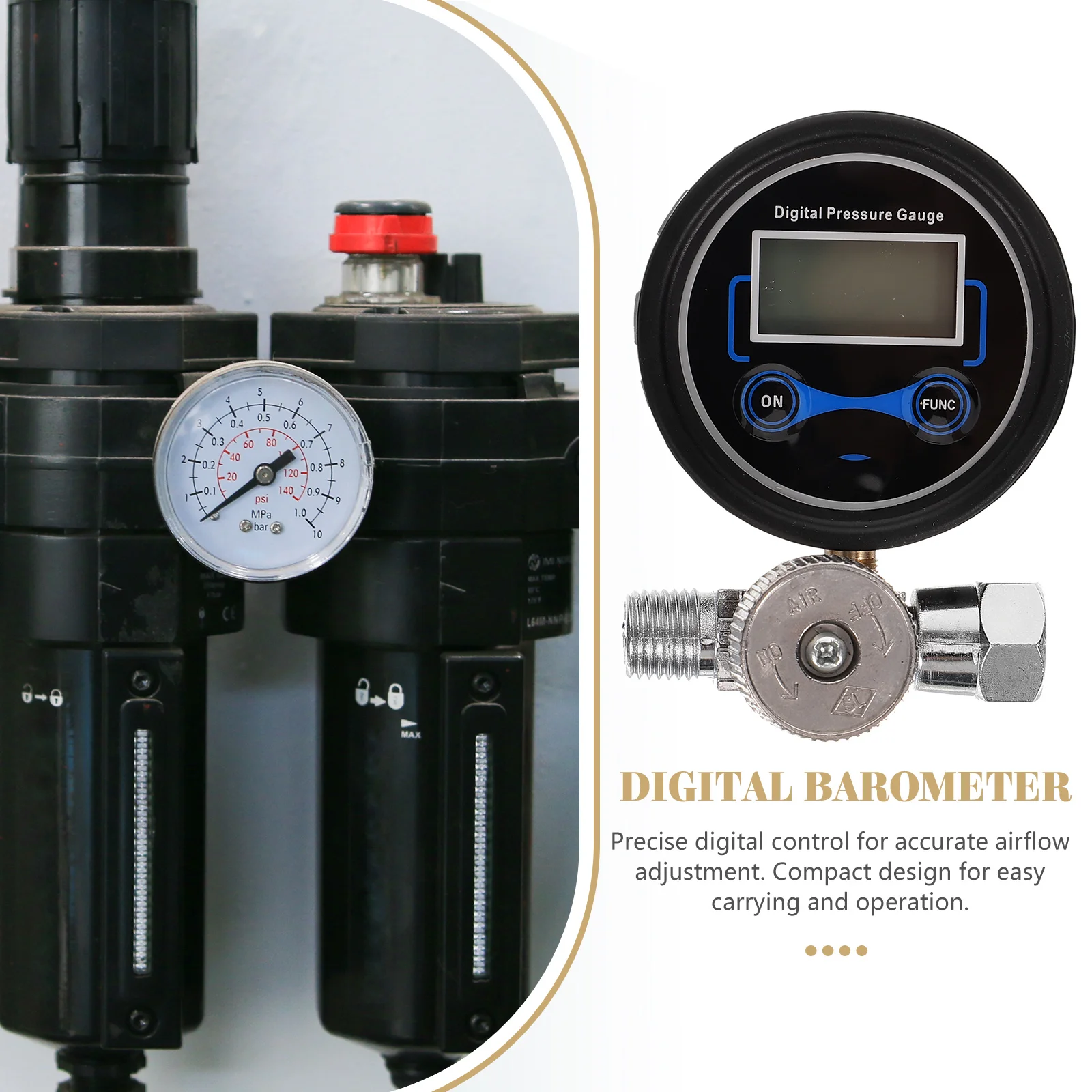 

Digital Display Regulating Valve 1/4 Inch Inlet Precise Airflow Control Pneumatic Tool Use Spraying Equipment