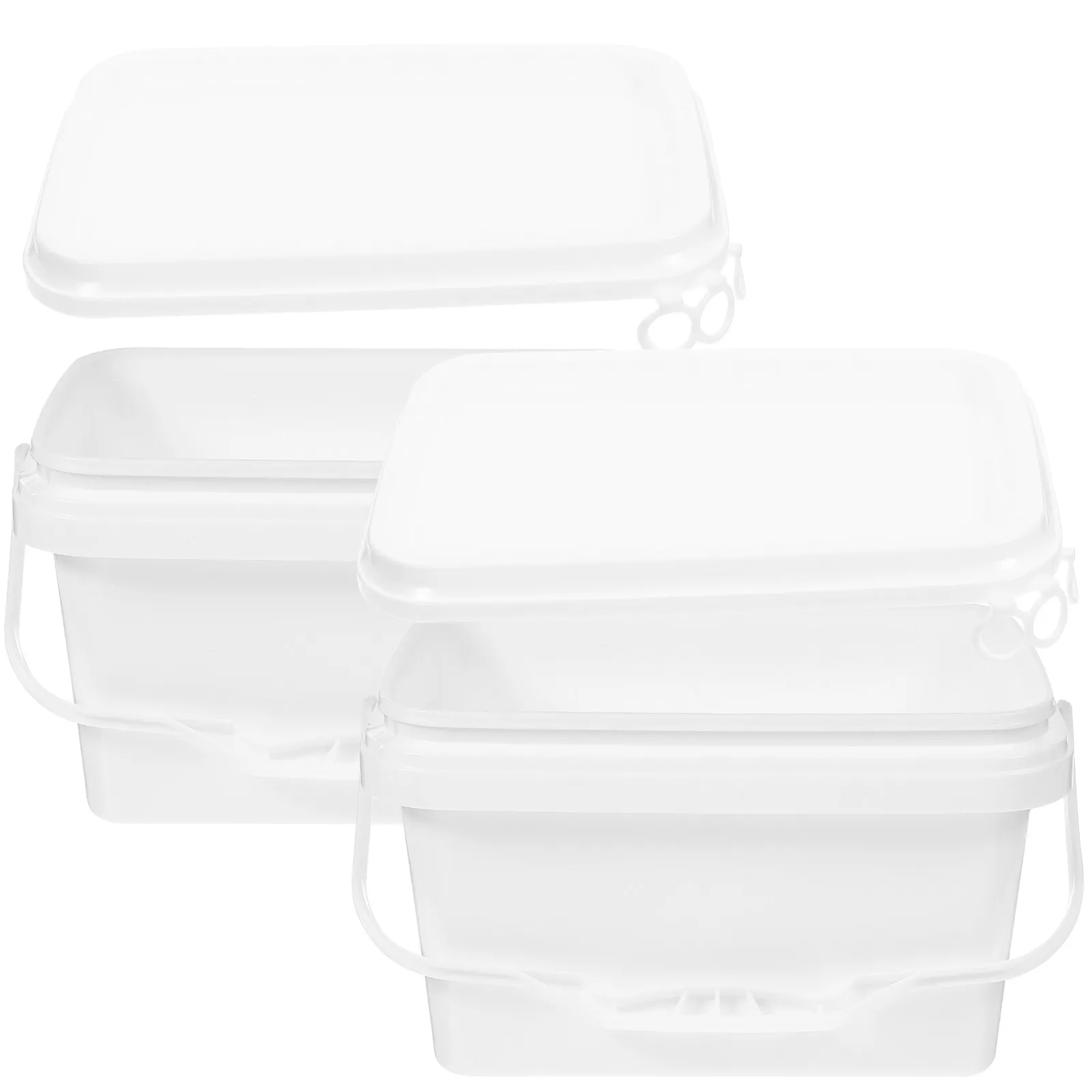 2Pcs Plastic Portable Paint Buckets Rectangular Container Storage Bucket With Lid For Paint Storage Art Students