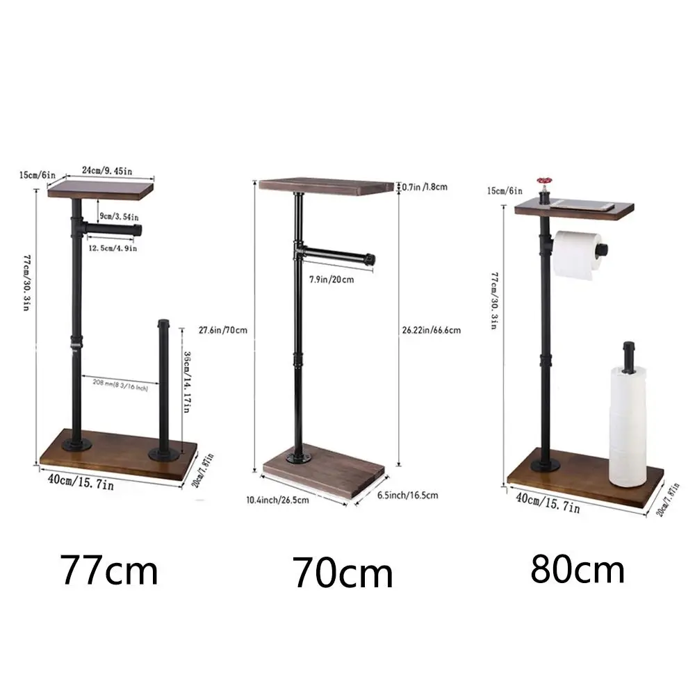 

Отдельно стоящий держатель для туалетной бумаги, подставка, подвижная деревянная бумажная фотобумага с верхней полкой для хранения, рустикальная коричневая основа
