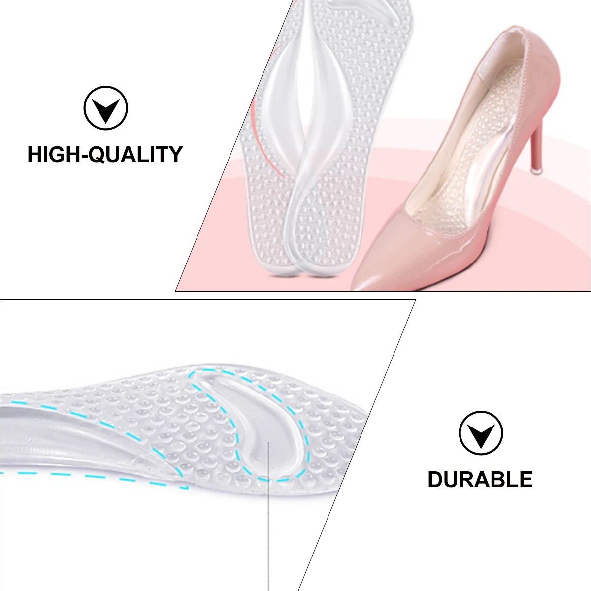 

2 Pairs Non-slip Massage Mat Foot Supports Shoe Pads for Women Shoes Inserts High Heel White Women's