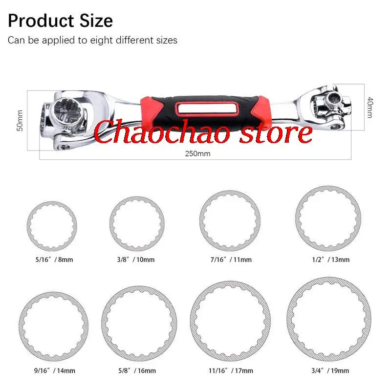 

Ключ Гаечный 48 В 1 Tiger, с трещоткой и углом поворота 360 °