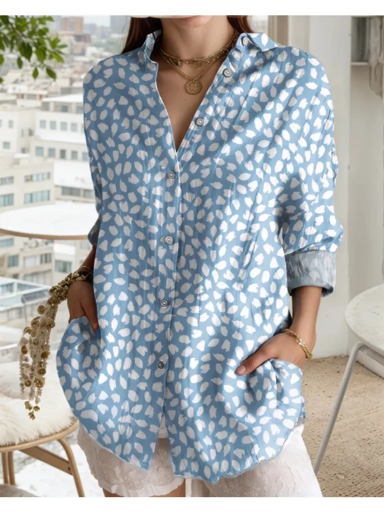 

Плюс размер 2025 летняя женская рубашка с цветочным принтом, женская повседневная простая блузка с лацканами и коротким рукавом, элегантные свободные модные топы, офисная одежда