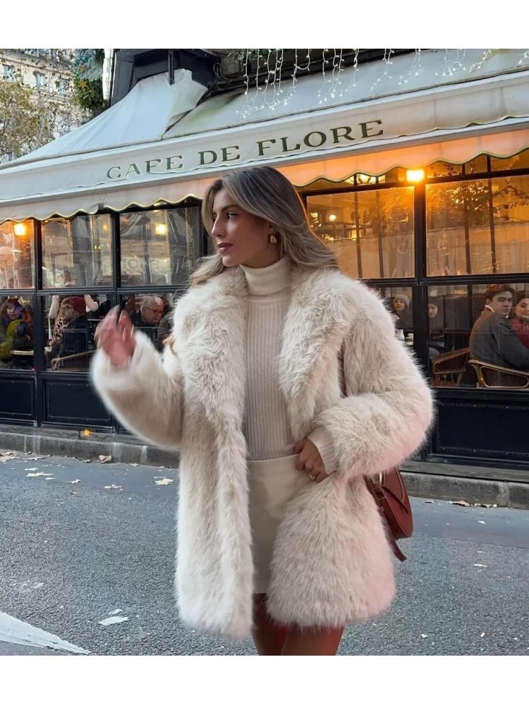 Women's Luxury Faux Fur Coat，2025Classic Mid-Length Warm Jacket，Super Warm Cotton Jacket