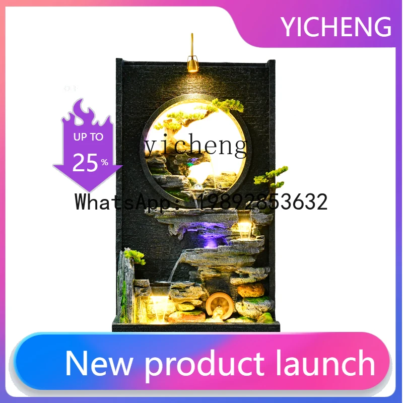 A31- landscape water curtain wall flowing water ornament atomized fish pond tea room display floor decoration