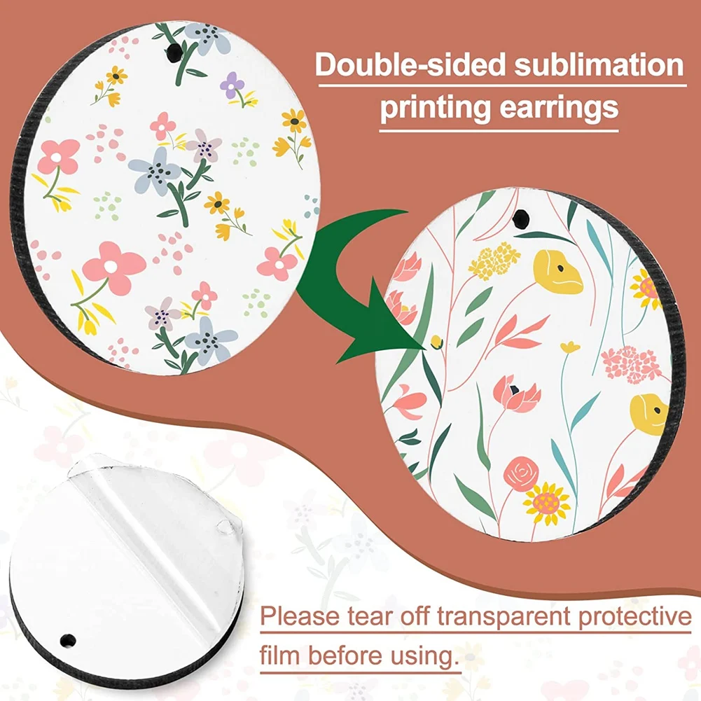 30Pcs Sublimation Blank Earrings Round MDF Board White Earrings Heat Transfer Earrings Unfinished for Jewelry DIY Making