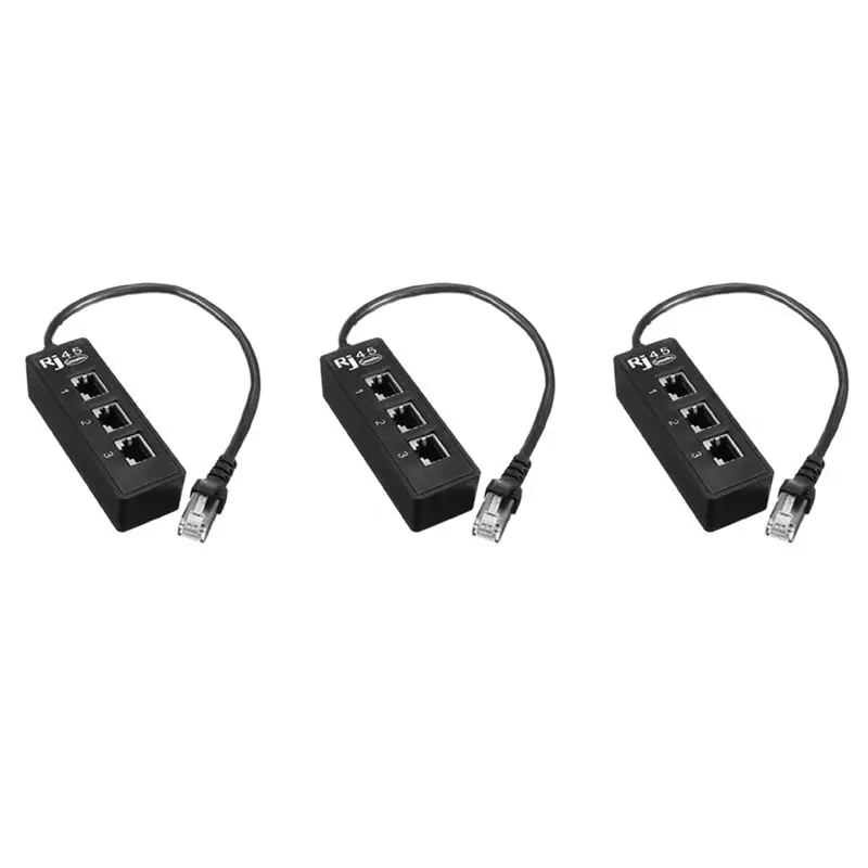 Delicate Texture-3X RJ45 Male To 3 RJ45 Female Port Network Extender Cable Splitter LAN Ethernet