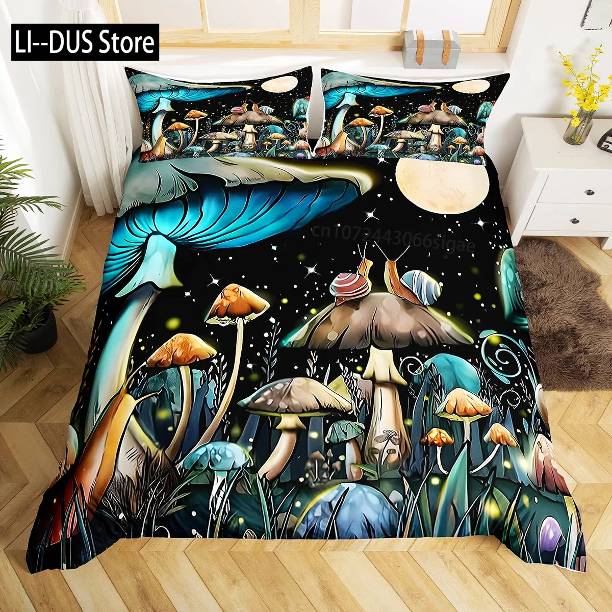 

Colorful Mushroom Comforter Set Twin Size Kids Bedding Set Quilt Bed Set For Boys Girls Adult With 1 Comforter And 2 Pillowcases