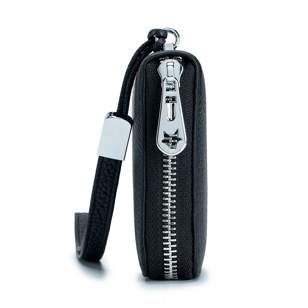 

Long Ladies Wallet RFID Top Layer Cowhide Soft Leather Zipper Wallet Mobile Phone Bag Crossbody Bag Nylon Youth Suitable