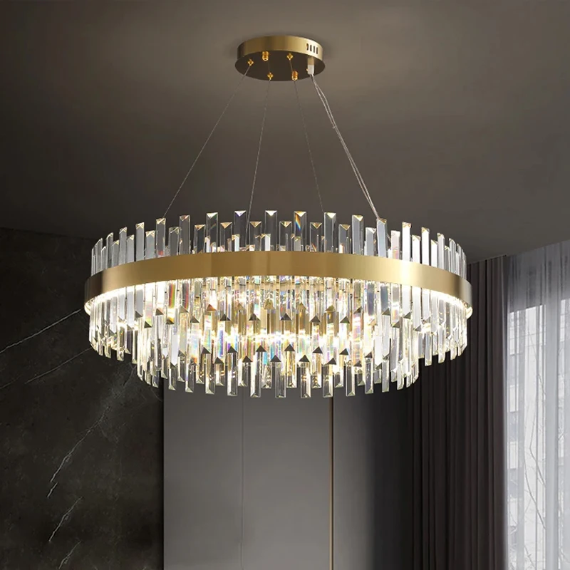 Postmodern Layering Crystal Chandelier Lamps Modern Luxury Ceiling Chandelier for Living Room LED Pendant Light Decor Lighting