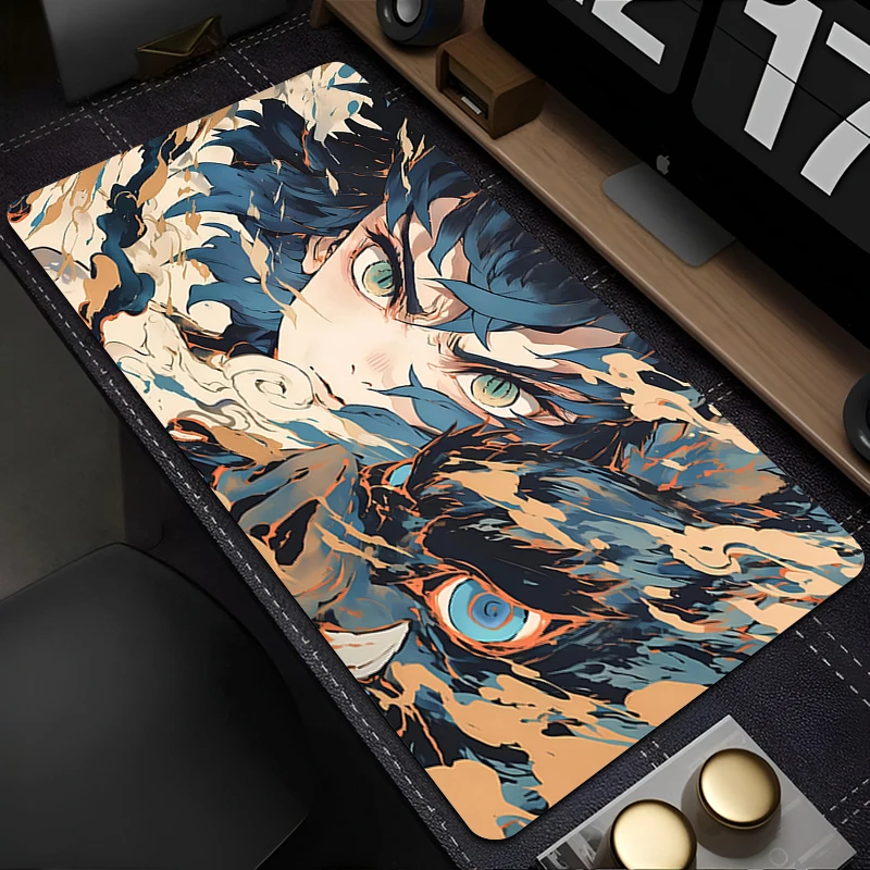 Japan Cool Anime Mouse Pad PC Demon Slayer Hashibira Inosuke Keyboard Rug Laptop Kawaii Gamer Cabinet Mousepad Non Slip Desk Mat