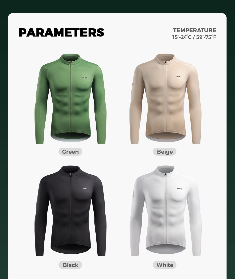 RION Herren Fahrradtrikot Langarm Fahrradbekleidung UPF50+ Motocross T-Shirt Mountainbike MTB Shirts Fahrradausrüstung Slim Fit – Detail 2