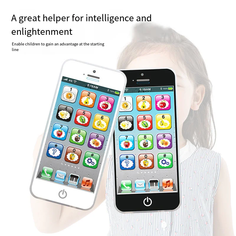 Rechargeable Kids' Educational Toy Phone English Early Learning Device with Music Light  Touch Screen